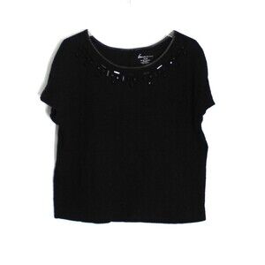 Lane Bryant Black Knit Top  With Rhinestone Embelished Neckline Size 14/16